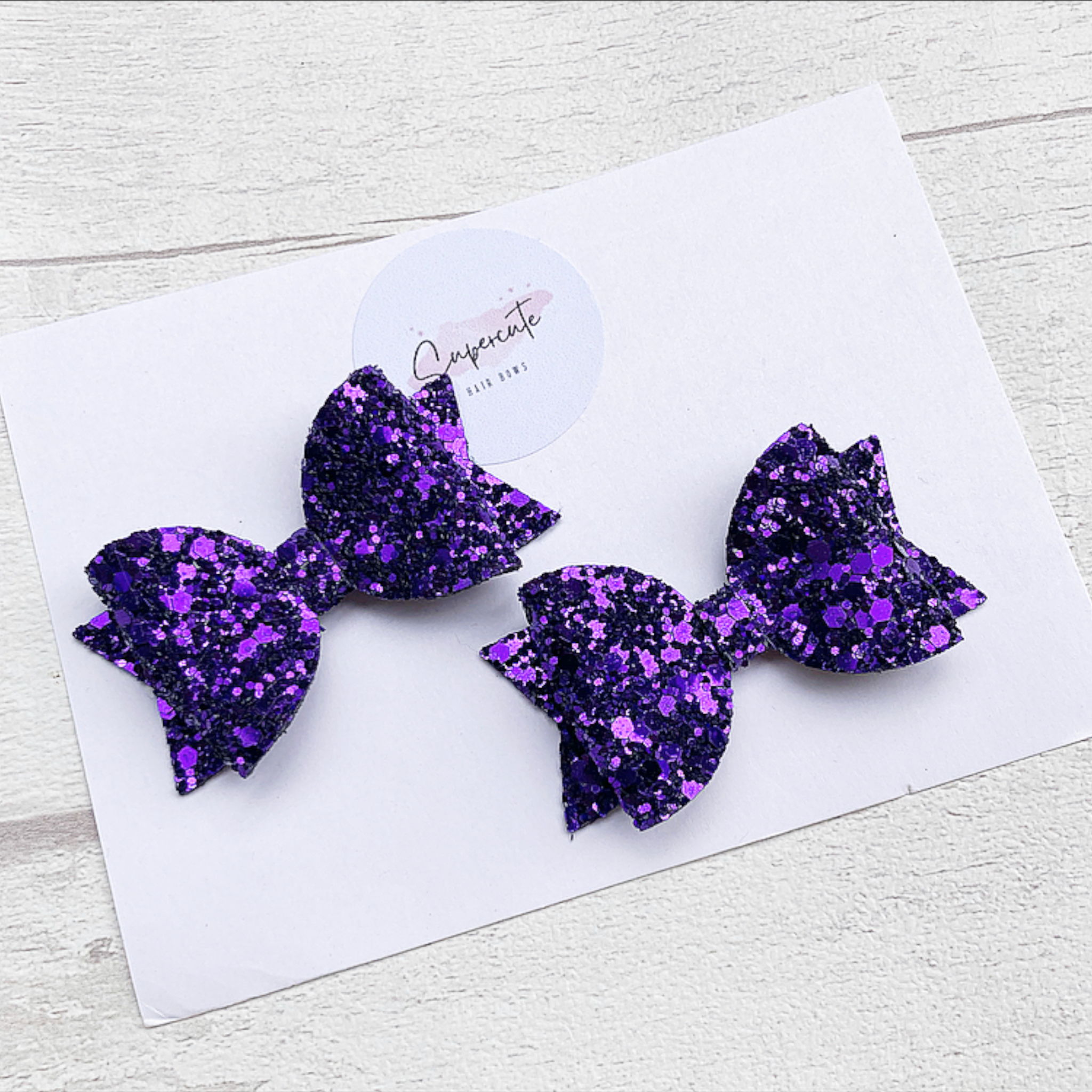 Purple Glitter 2.5” Mini Piggy Bows