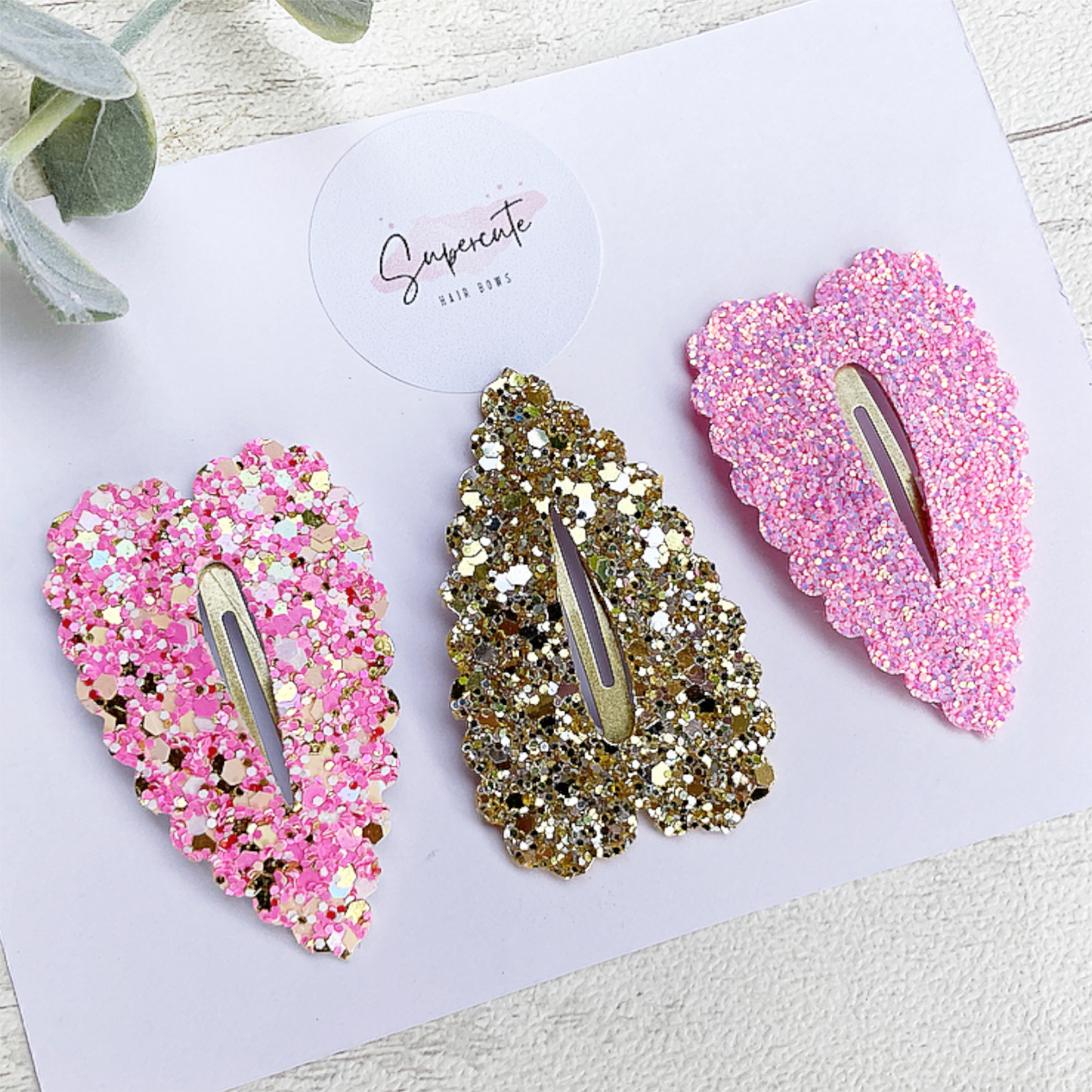 Large Pink & Gold Snap Clip Set