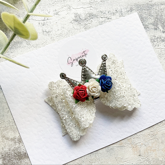 Luxury Crown Coronation Glitter Bow