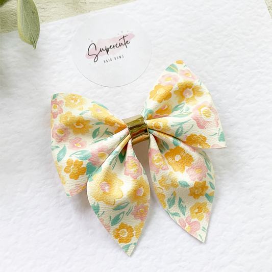 Spring Floral Sailor Bow Hair Clip