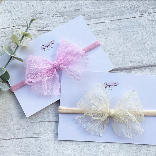 Lace Bow Nylon Baby Headband